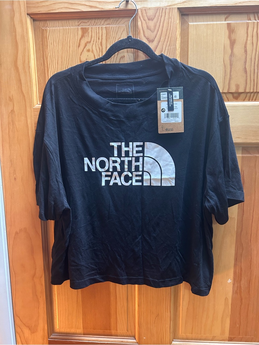 The North Face Black Crop Tee with White Logo